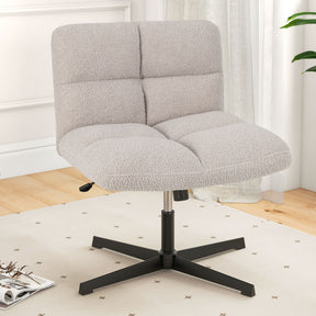 Armless Office Chair Cross Legged with Imitation Lamb Fleece and Adjustable Height