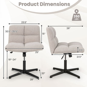 Armless Office Chair Cross Legged with Imitation Lamb Fleece and Adjustable Height