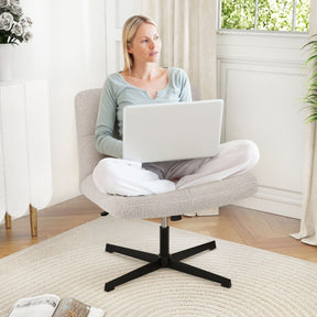 Armless Office Chair Cross Legged with Imitation Lamb Fleece and Adjustable Height