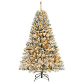 6/7/8 Feet Artificial Christmas Tree 3-Minute Quick Shape with 600 LED Lights and Metal Stand