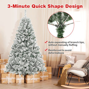 6/7/8 Feet Artificial Christmas Tree 3-Minute Quick Shape with 600 LED Lights and Metal Stand