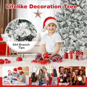 6/7/8 Feet Artificial Christmas Tree 3-Minute Quick Shape with 600 LED Lights and Metal Stand