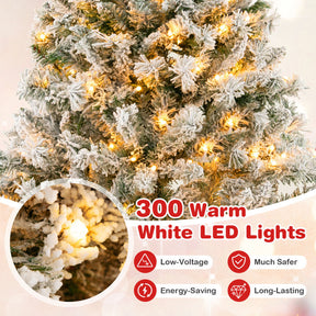 6/7/8 Feet Artificial Christmas Tree 3-Minute Quick Shape with 600 LED Lights and Metal Stand