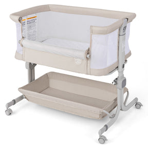 Baby Bassinet Bedside Sleeper with 6-Level Adjustable Height and Lockable Wheels