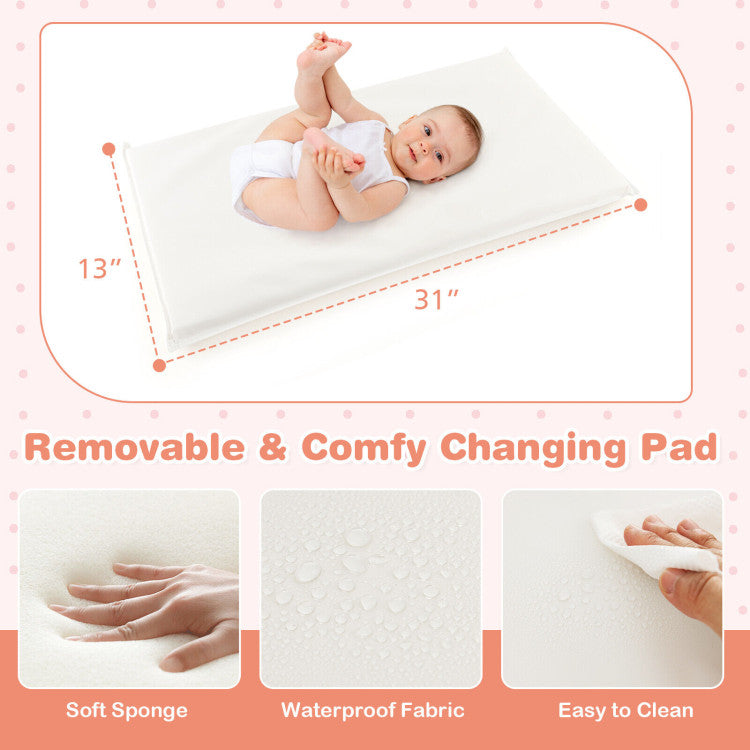 Baby Diaper Changing Station with Storage Drawer and Safety Belt