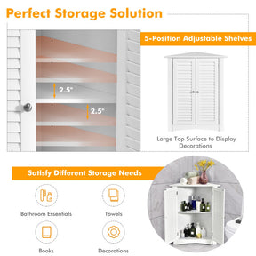 Bathroom Corner Storage Freestanding Floor Cabinet with Shutter Door and Adjustable Shelves