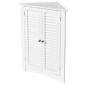 Bathroom Corner Storage Freestanding Floor Cabinet with Shutter Door and Adjustable Shelves