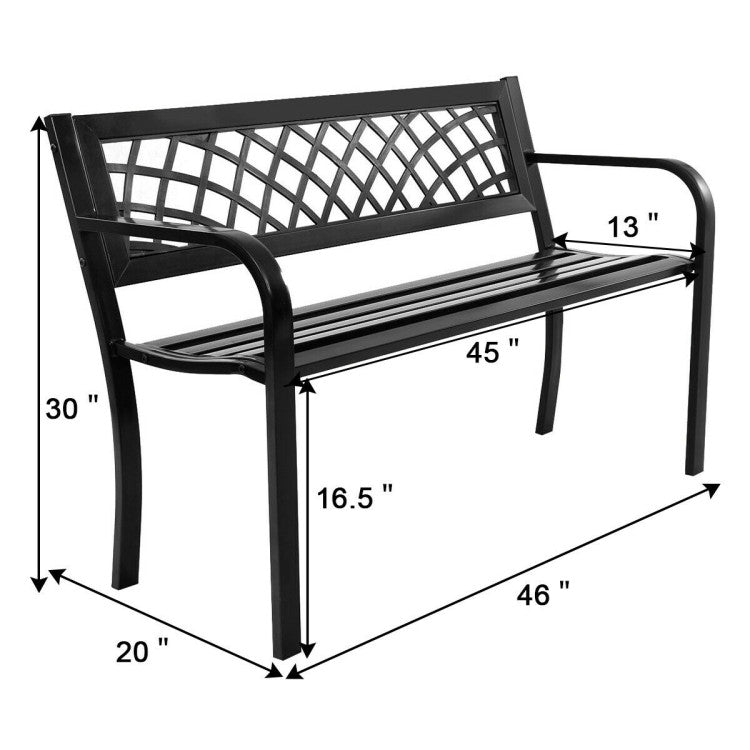 Bench Deck with Steel Frame for Outdoor Patio and Garden