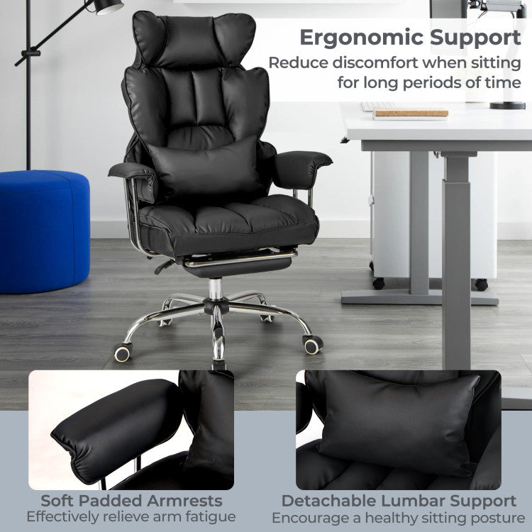 Big and Tall Executive Office Chair with Footrest and Adjustable Backrest