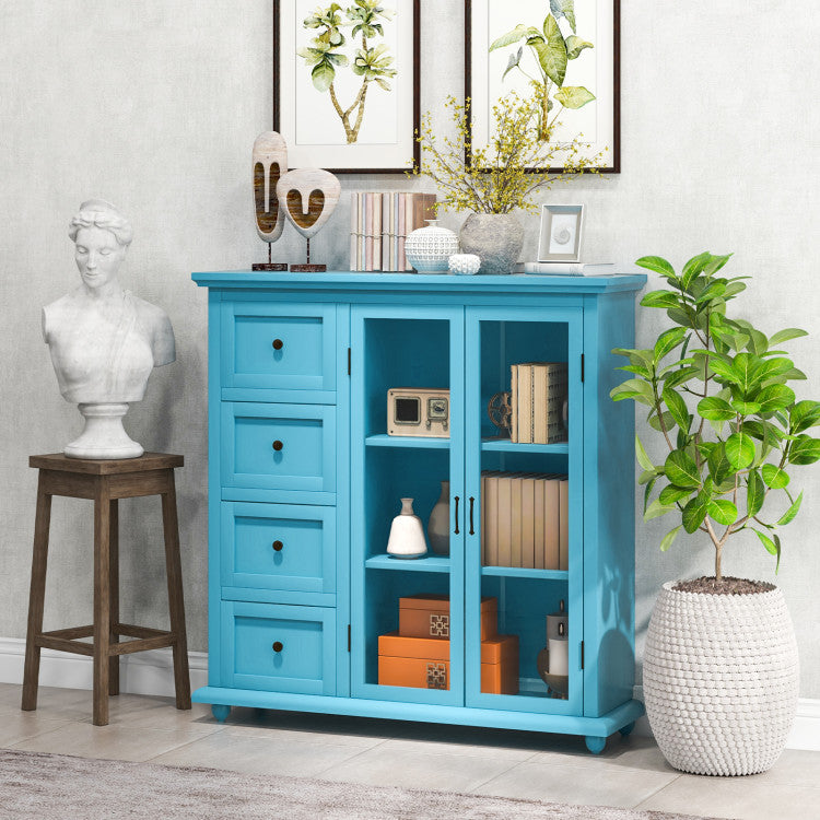 Buffet Sideboard Table Kitchen Storage Cabinet with Drawers and Doors for Entryway