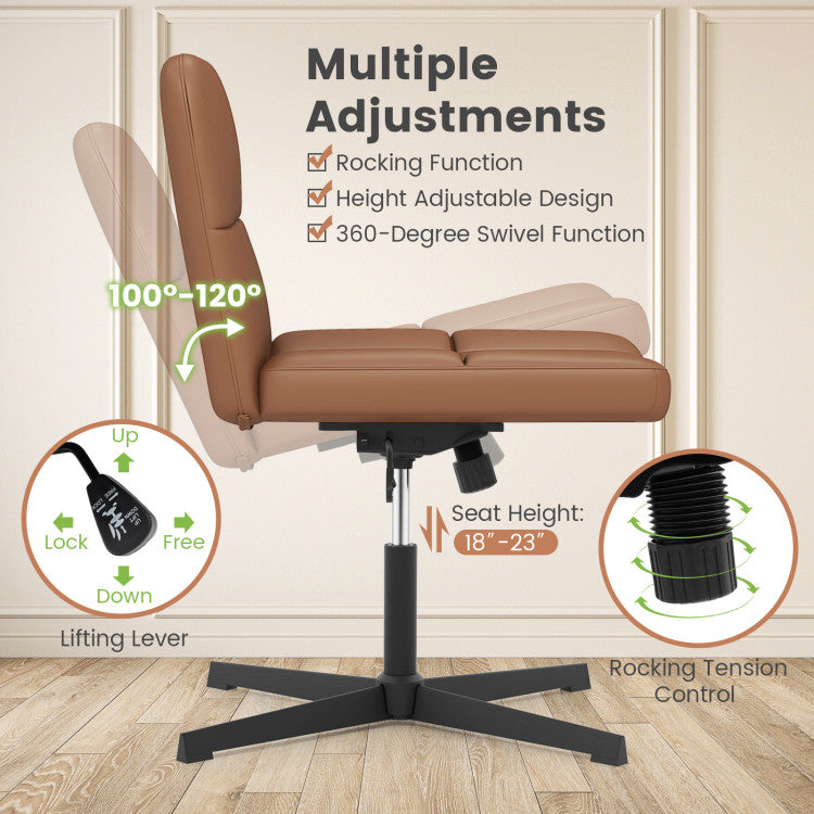 Cross-legged Office Chair with Oversized U-shaped Seat and Adjustable Height for Home Office