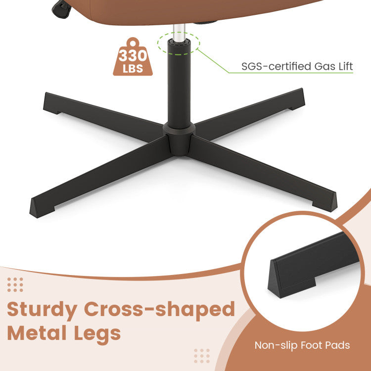 Cross-legged Office Chair with Oversized U-shaped Seat and Adjustable Height for Home Office