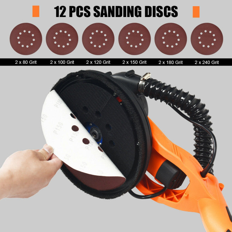 Electric Foldable Drywall Sander 750W Variable Speed with LED and Foldable Handle