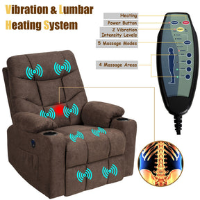 Hikidspace Electric Massage Recliner with 8-point Massage and USB Charging Port