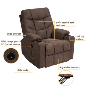 Electric Massage Recliner with 8-point Massage and USB Charging Port