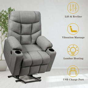 Electric Massage Recliner with 8-point Massage and USB Charging Port