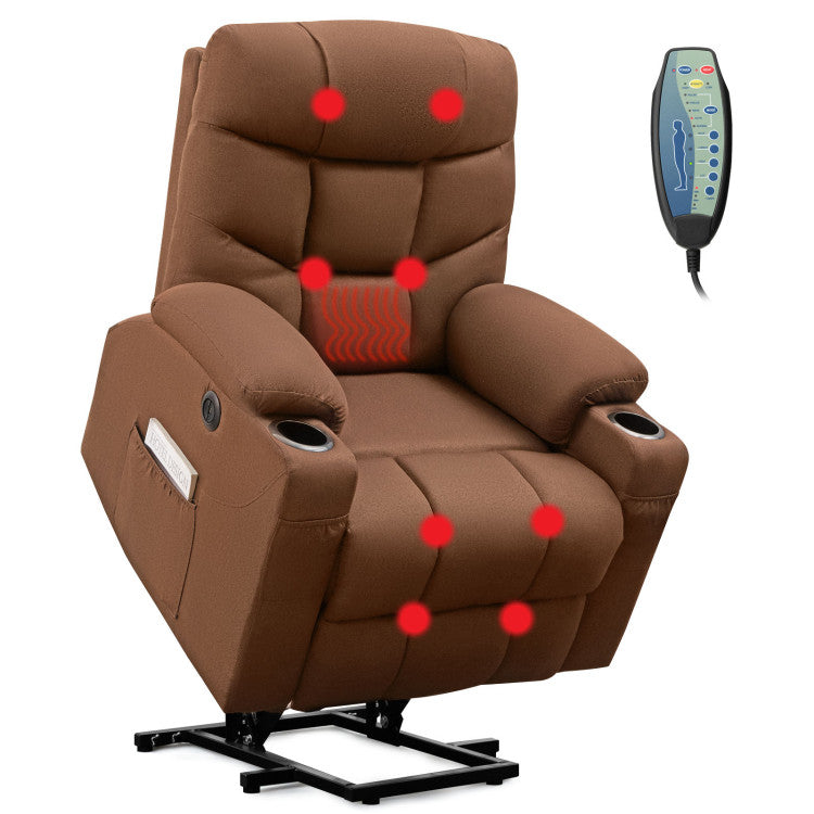 Electric Power Lift Massage Recliner Chair with Adjustable Backrest and USB Port