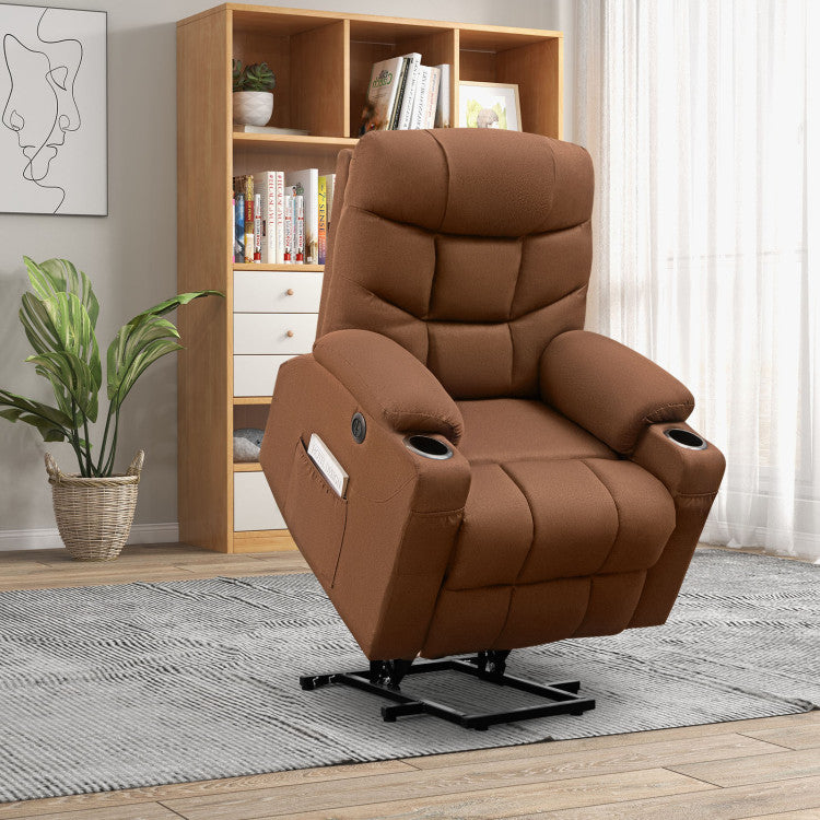 Electric Power Lift Massage Recliner Chair with Adjustable Backrest and USB Port