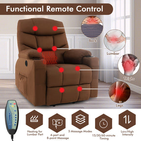 Electric Power Lift Massage Recliner Chair with Adjustable Backrest and USB Port