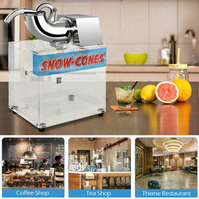 Electric Snow Cone Machine Ice Shaver Maker with Stainless Steel for Kitchen Restaurant