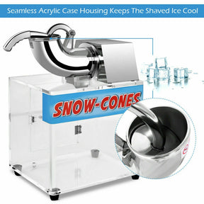 Electric Snow Cone Machine Ice Shaver Maker with Stainless Steel for Kitchen Restaurant