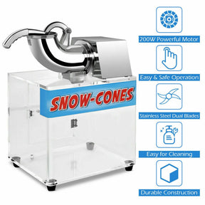 Electric Snow Cone Machine Ice Shaver Maker with Stainless Steel for Kitchen Restaurant