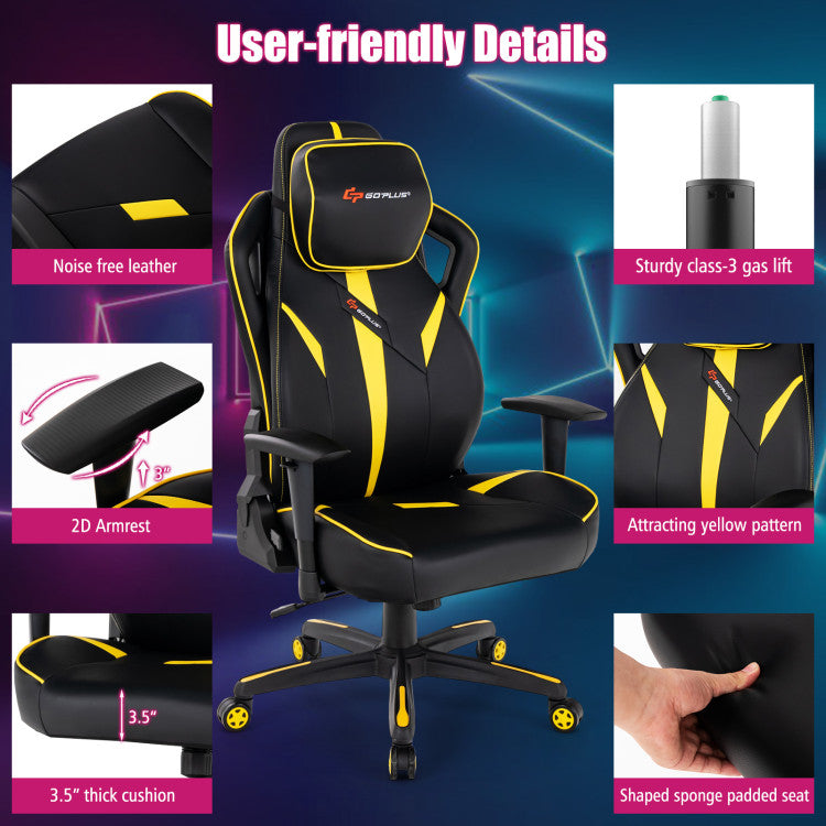 Ergonomic Rocking Gaming Chair with Adjustable Height and Reclining Backrest