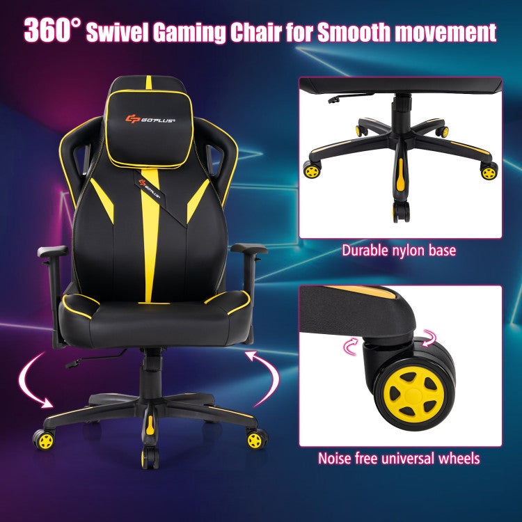 Ergonomic Rocking Gaming Chair with Adjustable Height and Reclining Backrest