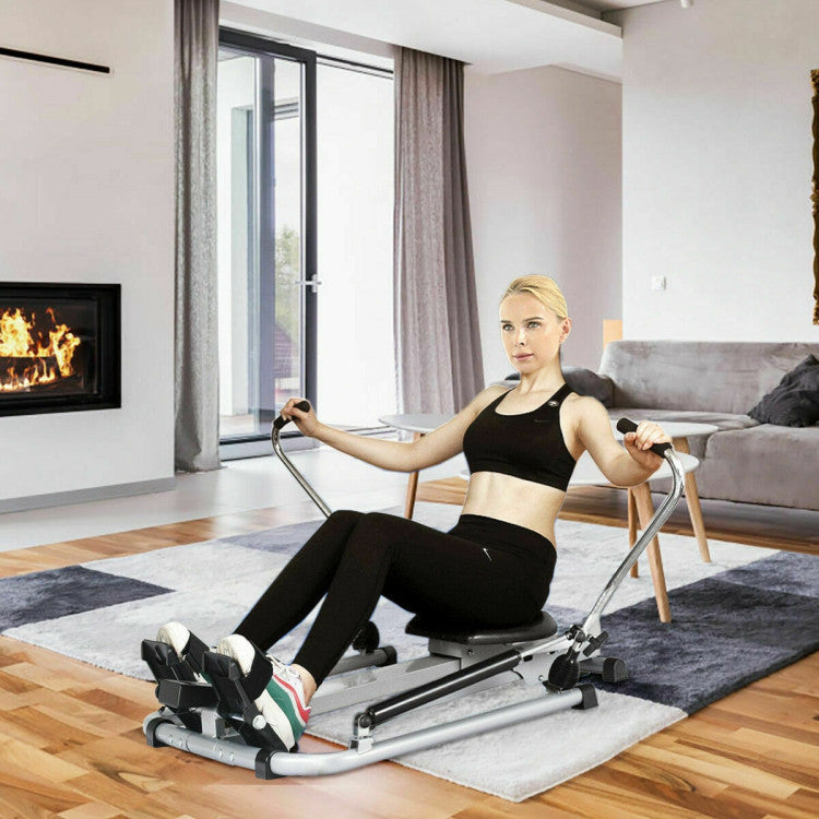 Exercise Adjustable Double Hydraulic Resistance Rowing Machine with LCD Monitor