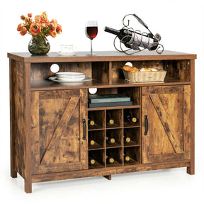 Farmhouse Sideboard Cabinets Buffets with Detachable Wine Rack and Adjustable Shelves