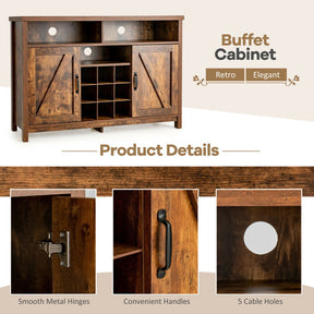 Farmhouse Sideboard Cabinets Buffets with Detachable Wine Rack and Adjustable Shelves