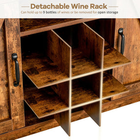 Farmhouse Sideboard Cabinets Buffets with Detachable Wine Rack and Adjustable Shelves