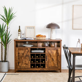 Farmhouse Sideboard Cabinets Buffets with Detachable Wine Rack and Adjustable Shelves