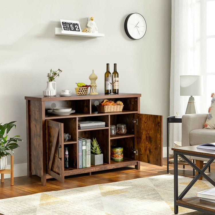 Farmhouse Sideboard Cabinets Buffets with Detachable Wine Rack and Adjustable Shelves