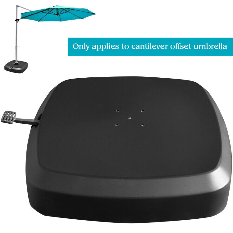 Fillable Patio Cantilever Offset Umbrella Base with Wheels for Poolside Deck