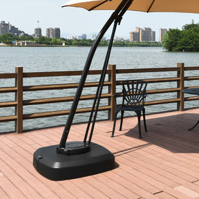 Fillable Patio Cantilever Offset Umbrella Base with Wheels for Poolside Deck