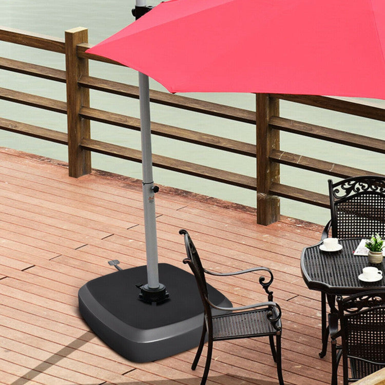 Fillable Patio Cantilever Offset Umbrella Base with Wheels for Poolside Deck