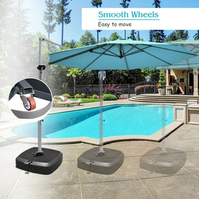 Fillable Patio Cantilever Offset Umbrella Base with Wheels for Poolside Deck