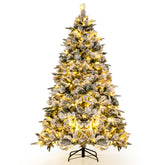 Flocked Christmas Tree with 250 Warm White LED Lights and 752 Mixed Branch Tips