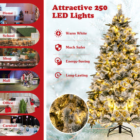 Flocked Christmas Tree with 250 Warm White LED Lights and 752 Mixed Branch Tips