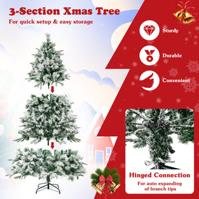 Flocked Christmas Tree with 250 Warm White LED Lights and 752 Mixed Branch Tips