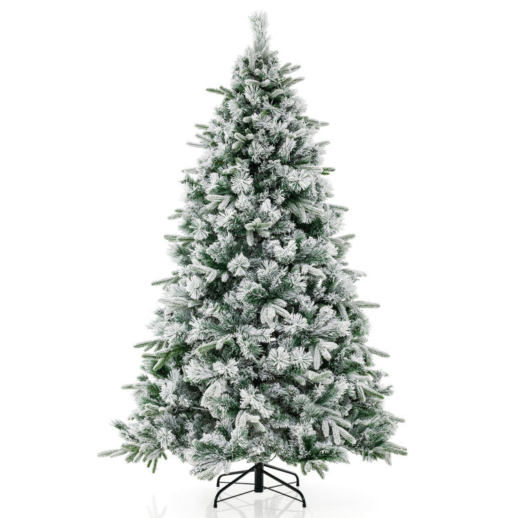 Flocked Christmas Tree with 250 Warm White LED Lights and 752 Mixed Branch Tips