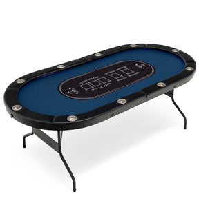 Foldable 10-Player Poker Table with LED Lights and USB Ports for Texas Game