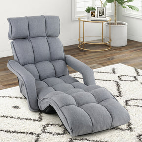 Foldable Floor Chair Sofa with 6 Position Adjustable Backrest and Footrest