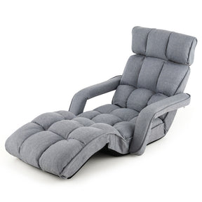 Foldable Floor Chair Sofa with 6 Position Adjustable Backrest and Footrest