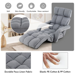 Foldable Floor Chair Sofa with 6 Position Adjustable Backrest and Footrest