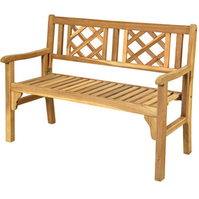 Foldable Patio Bench with Curved Backrest and Armrest for Garden and Poolside