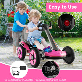 Foldable Pedal Powered 4-wheel Toy Car with Adjustable Steering Wheel and Seat for 2-5 Year Old