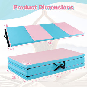 Folding Gymnastics Mat with Carry Handles for Yoga and Fitness