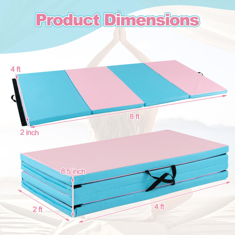 Folding Gymnastics Mat with Carry Handles for Yoga and Fitness